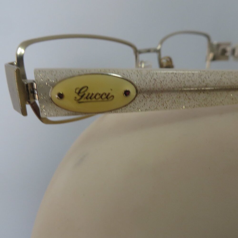 ❤️VTG GUCCI Gold Metal White Pearlized Shimmer Sunglasses Frames or Reader Frame
